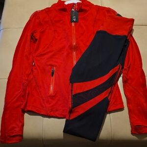 Women's Vibrant Red and Black Activewear Set